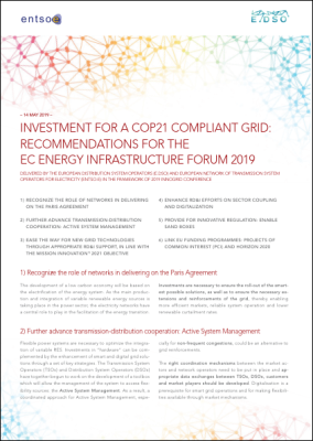 INVESTMENT FOR A COP21 COMPLIANT GRID RECOMMENDATIONS FOR THE EC ENERGY INFRASTRUCTURE FORUM 2019