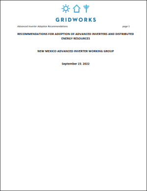 Recommendations For Adoption Of Advanced Inverters and Distributed Energy Resources 
