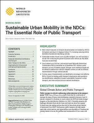 Sustainable Urban Mobility in the NDCs: The Essential Role of Public Transport