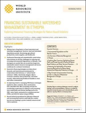 Financing Sustainable Watershed Management in Ethiopia: Exploring Innovative Financing Strategies for Nature-Based Solutions