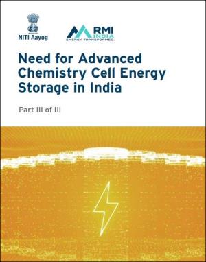 Need for Advanced Chemistry Cell Energy Storage in India