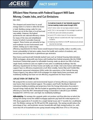 Efficient New Homes With Federal Support Will Save Money, Create Jobs, and Cut Emissions