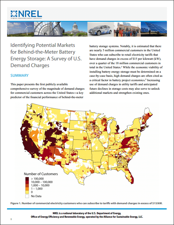 Identifying Potential Markets for Behind-the-Meter Battery Energy Storage: A Survey of U.S. Demand Charges