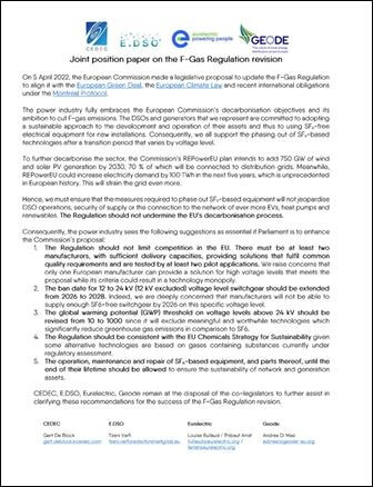 Joint position paper on the F-Gas Regulation revision