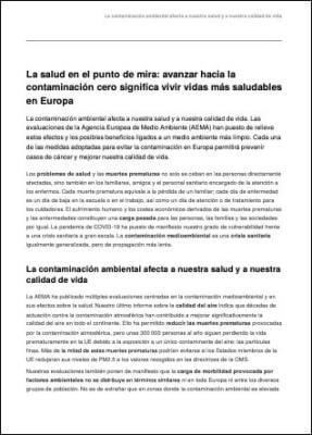 La salud en el punto de mira: avanzar hacia la contaminación cero