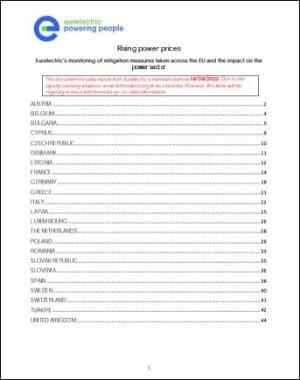 Overview of national power prices – August 2022