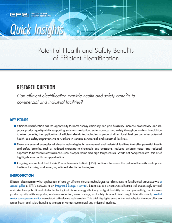 Potential Health and Safety Benefits of Efficient Electrification