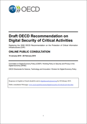 draft OECD Recommendation on Digital Security of Critical Activities