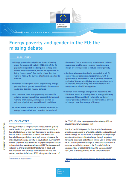 Energy poverty and gender in the EU: the missing debate