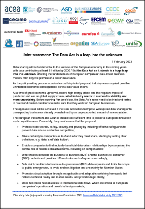 Joint Statement: The Data Act Is A Leap Into The Unknown