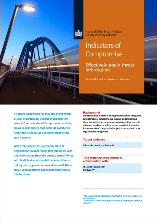 NCSC published factsheet on Indicators of Compromise (IoCs) Colombia