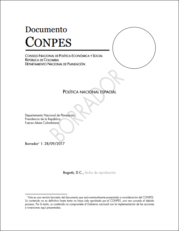 Documento CONPES Política nacional espacial (borrador)