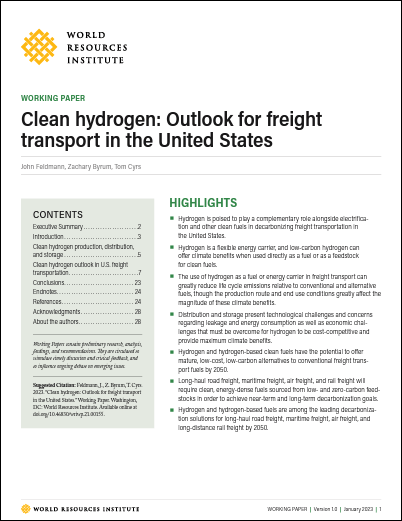 Clean Hydrogen: Outlook for Freight Transport in the United States