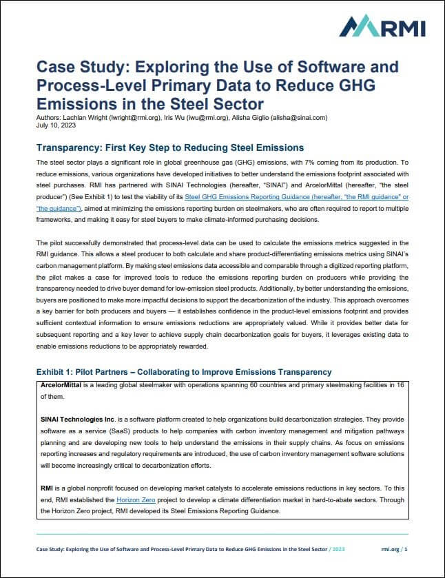 Exploring the Use of Software and Process-Level Primary Data to Reduce GHG Emissions in the Steel Sector