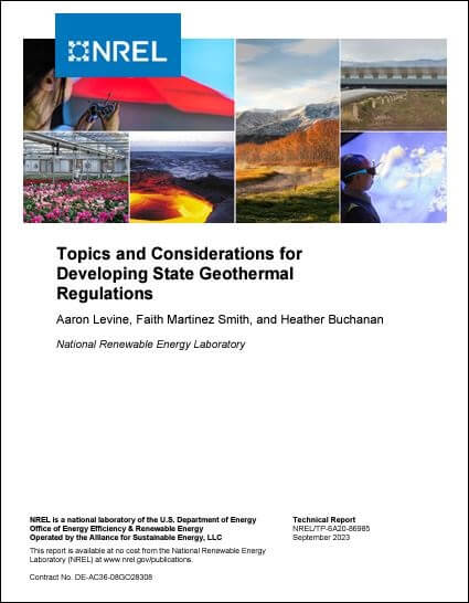 Topics and Considerations for Developing State Geothermal Regulations