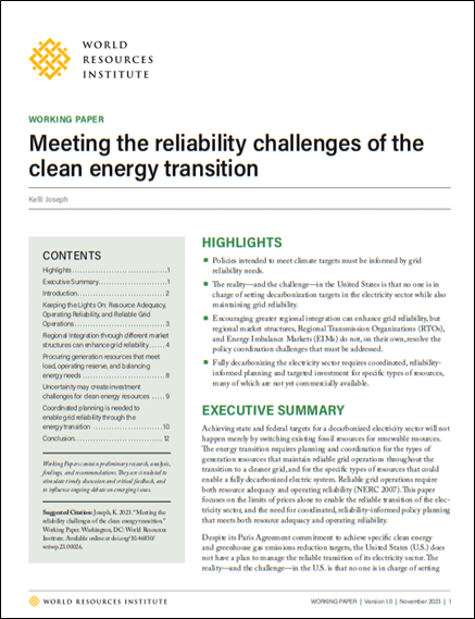 Meeting the reliability challenges of the clean energy transition