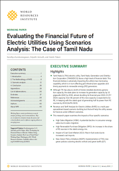 Evaluating the Financial Future of Electric Utilities Using Scenarios Analysis: The Case of Tamil Nadu