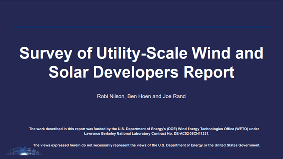 Survey of Utility-Scale Wind and Solar Developers Report