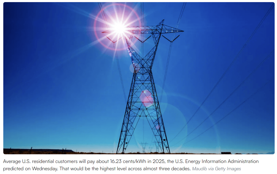 US electricity prices outpace annual inflation