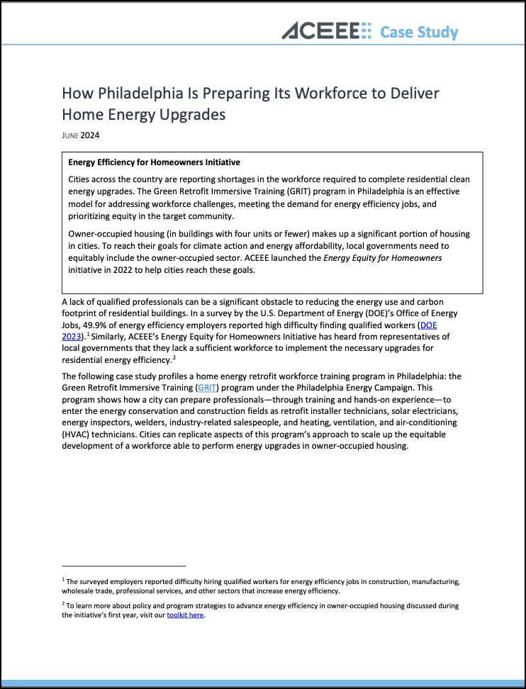 How Philadelphia is Preparing its Workforce to Deliver Home Energy Upgrades