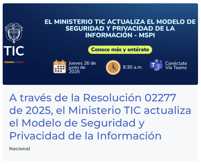 Ministerio TIC actualiza el Modelo de Seguridad y Privacidad de la Información