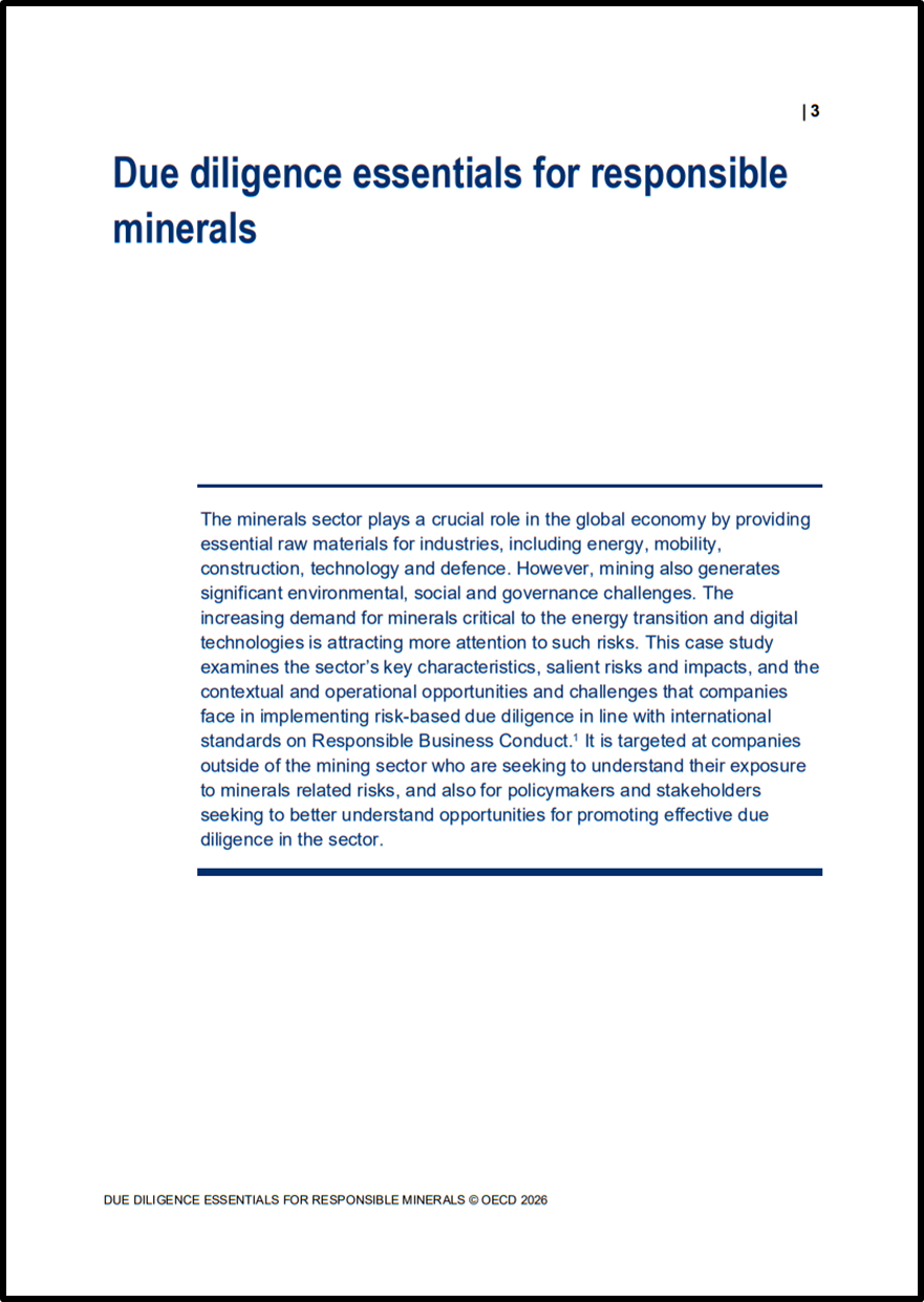 Due diligence essentials for responsible minerals