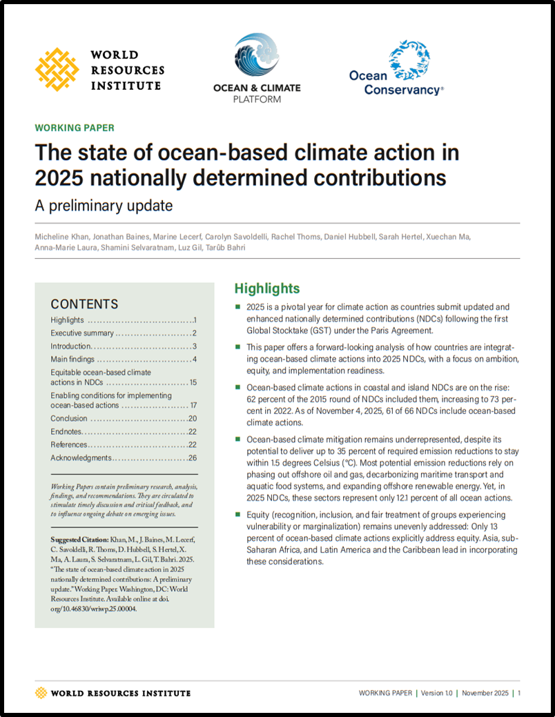 The state of ocean-based climate action in 2025 nationally determined contributions