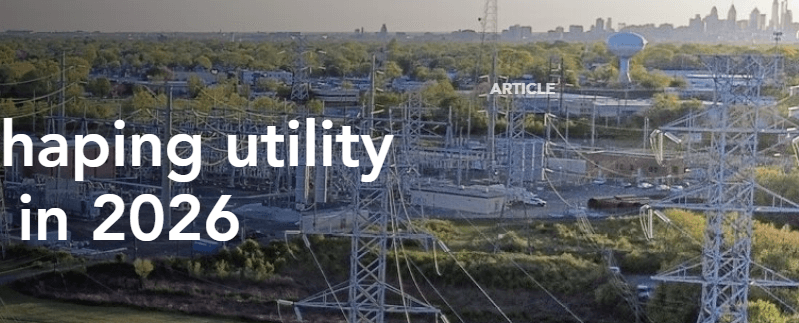 Ilustración de subestación de energía en medio de una zona boscosa cerca a la ciudad.