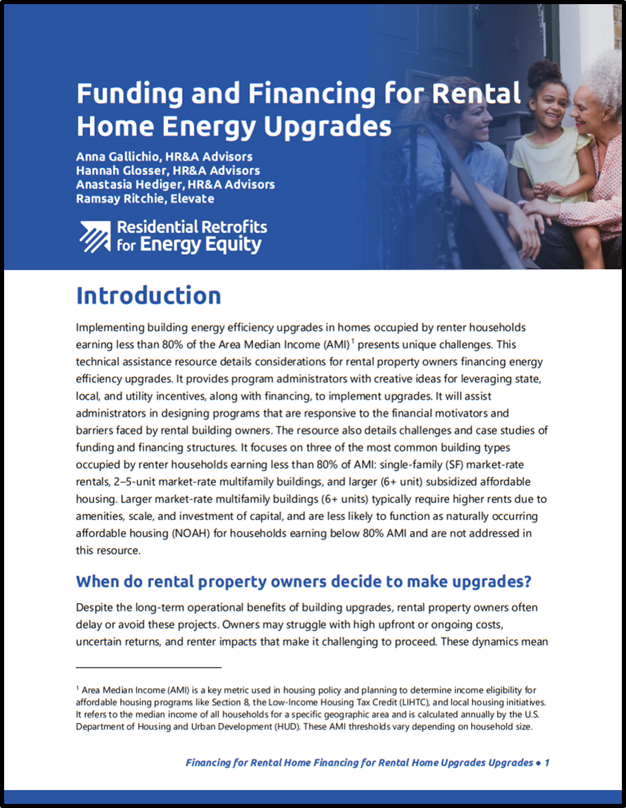Funding and Financing for Rental Home Energy Upgrades