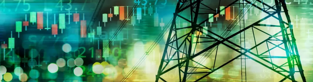 Esta imagen muestra una composición que combina elementos relacionados con el sector energético y financiero.