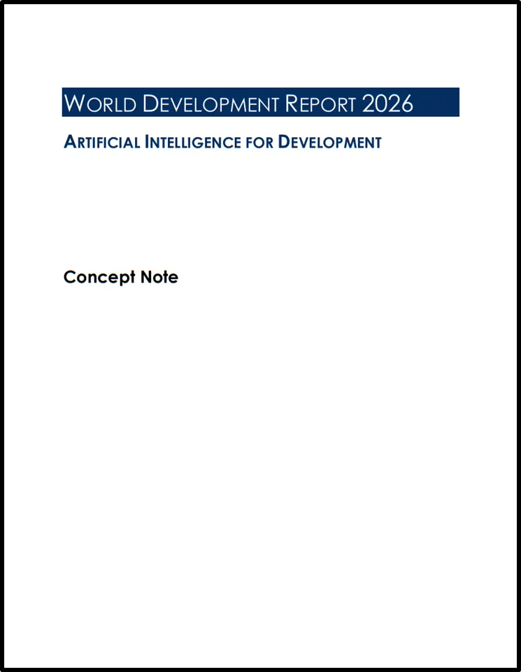 World Development Report 2026: Artificial Intelligence for Development