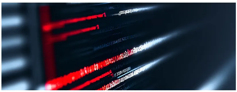 La imagen es una representación artística de flujos de datos binarios y códigos digitales. Se utiliza comúnmente para ilustrar conceptos de ciberseguridad, inteligencia artificial y análisis de big data.