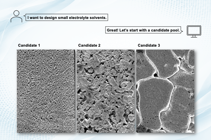 Imágenes microscópicas de depósitos de sodio metálico con distintos electrolitos candidatos.